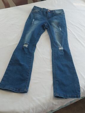 Denim Diva Blue Distressed Flare Jeans.Girls Size 12